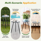Party Zealot 2 Packs Metal Mosaic Round Side Tables 13.4" Small Outdoor Patio - Image 6