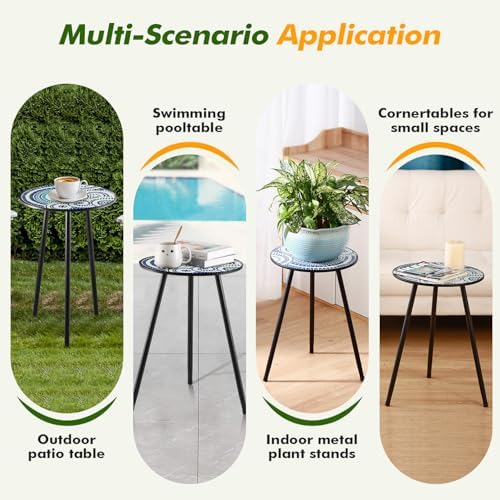 1 Pack Metal Outdoor Side Table Small Outside Round End Table - Image 6