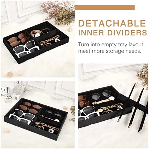 Emibele Glasses Organizer Jewelry Tray, 8 Grids Velvet Tray Watch Storage - Image 4