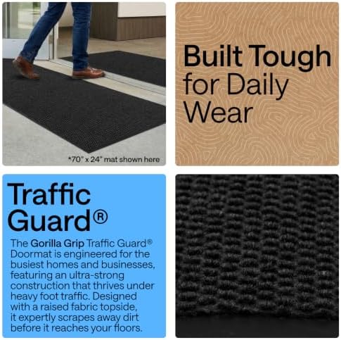 GORILLA GRIP Traffic Guard Indoor Outdoor Heavy Duty Door Mat, 59x24 Black - Image 3