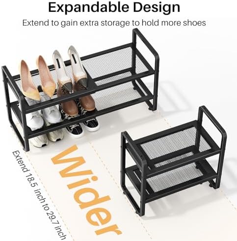 Expandable Metal Shoe Rack for Closet, Entryway & Garage - Image 4
