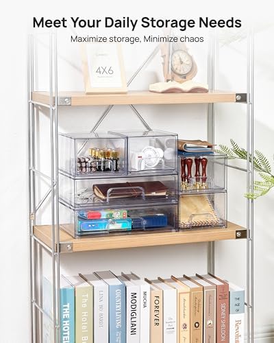 Vtopmart Stackable Storage Drawers Set of 6, Plastic Organizer Bins - Image 3