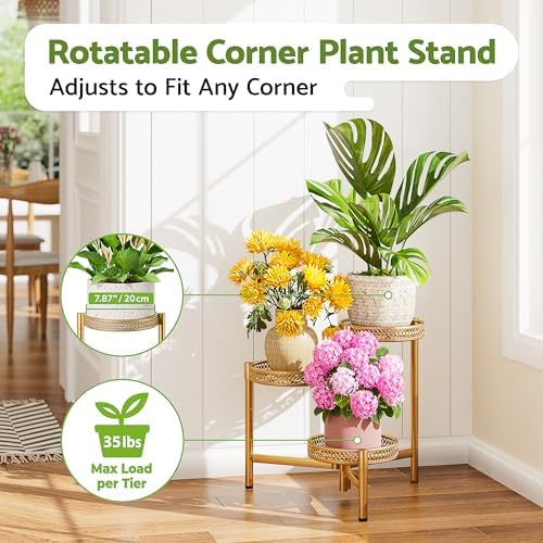 Metal Plant Stand Indoor Outdoor, 3 Tier Corner Plant Shelf - Image 2