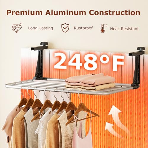 GIANTEX Portable Clothes Drying Rack, 25.5" Aluminum Hanging Laundry Rack - Image 4