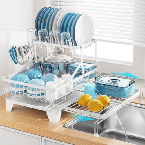 GSlife Large Expandable 2 Tier Dish Drying Rack by GSlife