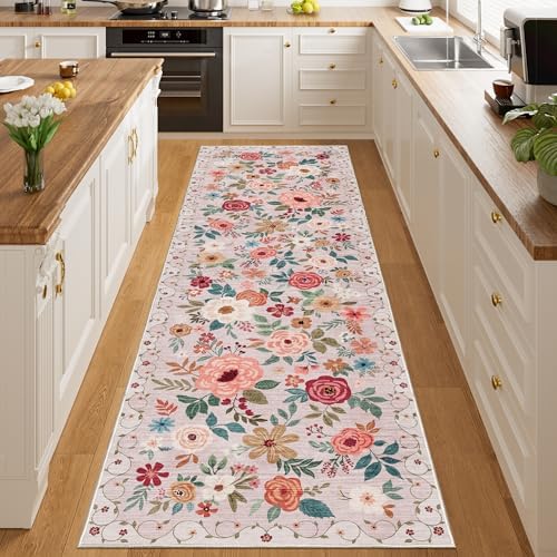 DUKINO 3x10 Runner Rug, Floral Washable Kitchen Runner Rug Non Slip - Image 4