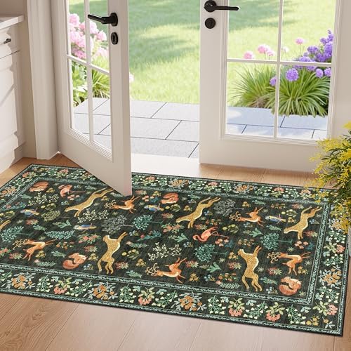 DUKINO 2x4 Rug for Entryway, Animal Washable Runner Rug for Kitchen by DUKINO