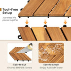 GIANTEX 30 PCS Acacia Wood Deck Tiles, Interlocking Patio Flooring Tiles - Image 6