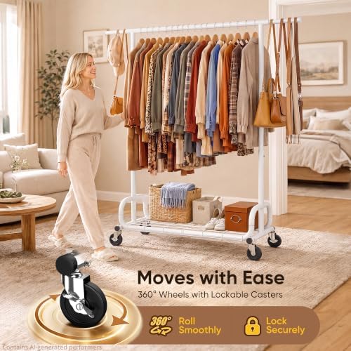 HOKEEPER Clothes Rack Load 450LB Clothing Rack Height Adjustable White - Image 3