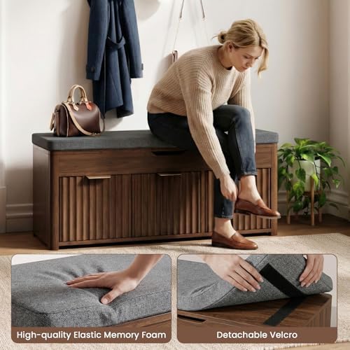 37.4" W Shoe Bench with Storage, Lift Top Entryway Bench - Image 6