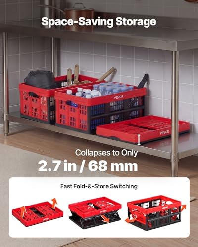 VEVOR Plastic Collapsible Storage Bins, 32L 3 Packs, Stackable Folding Storage - Image 4