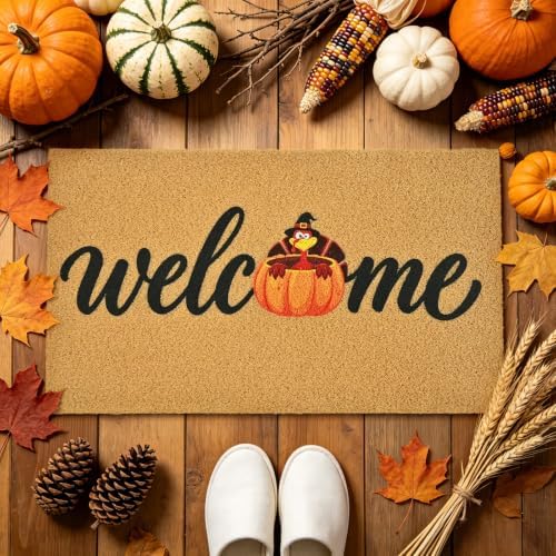 Fall Turkey Welcome Door Mat for Front Door Outdoor Indoor 17x29 in - Image 2