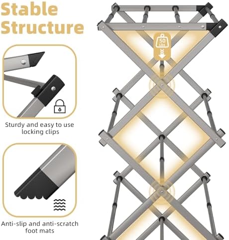 BAKON Space Saving Foldable Clothes Drying Rack, Extendable Rustproof Laundry - Image 4