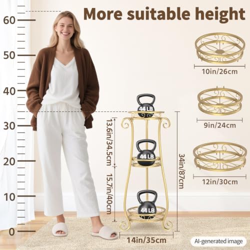 LASZOLA 3 Tiers Metal Corner Plant Flower Stand Tall Indoor Outdoor - Image 5