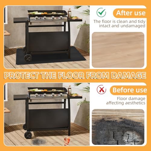 Under Grill Mat for Outdoor Grilling, 80 x 48 inches Double-Sided Fireproof - Image 4