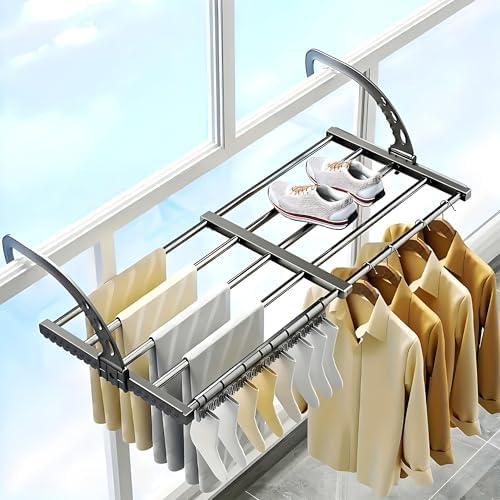 Portable Clothes Drying Rack for Balcony Railings Windowsill, Folding Towel by Storvive