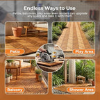 Majestick Goods 4-Pack Herringbone Edge Acacia Wood Interlocking Deck Tiles - Image 5