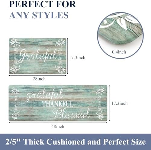 HEBE Anti Fatigue Kitchen Mat Set of 2, Cushioned Kitchen Mats - Image 2