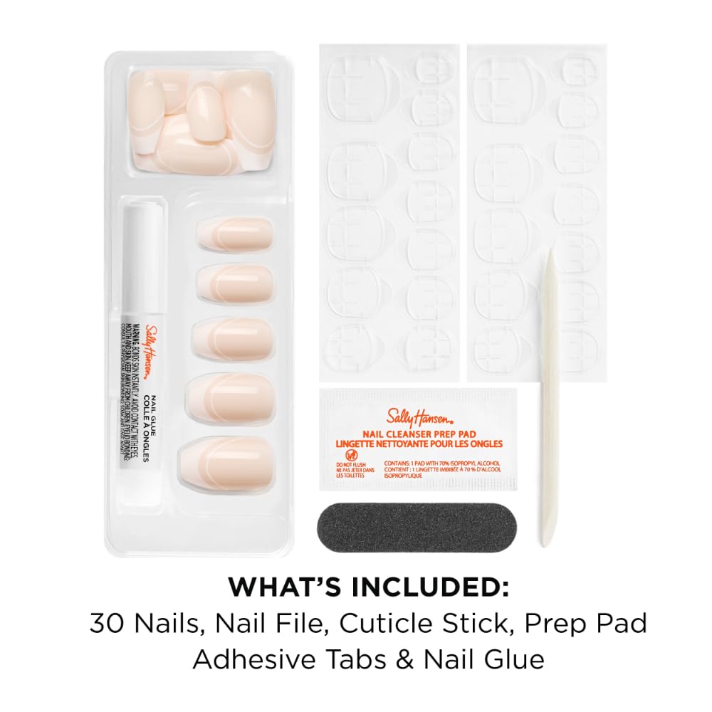 Sally Hansen Instant Cuticle Remover & Salon Effects Perfect Press-On Nails, 30 Designs, Nail Glue & Tabs