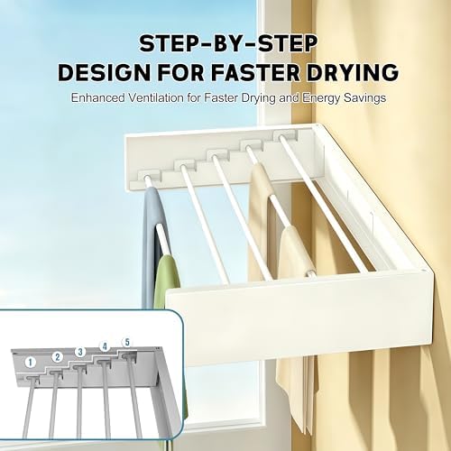 Wall Mounted Clothes Drying Rack 31.5" Wide，Foldable Wall Mount Laundry Rack - Image 5
