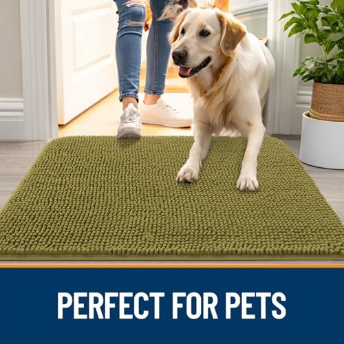 OLANLY Dog Door Mat for Muddy Paws 35x24, Super Absorbent Chenille Mud Mat - Image 6