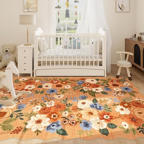 DUKINO 6x9 Area Rugs, Floral Washable Rug - Image 5