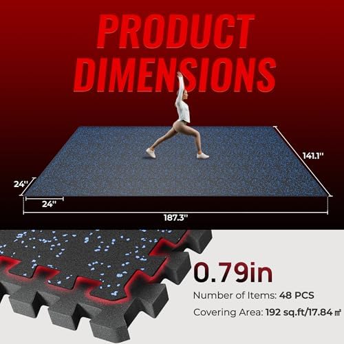SUPERJARE 0.79'' Extra-Thick 48 Pcs 192 Sq Ft Exercise Equipment Mats - Image 2