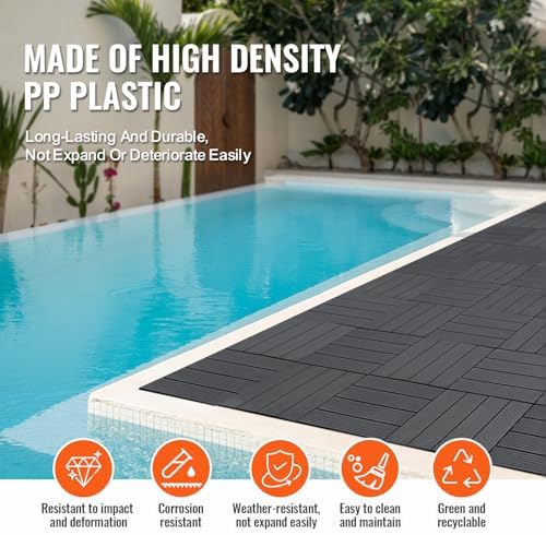 VEVOR 10 sq. ft Plastic Interlocking Deck Tiles, 10 Pack, Patio Floor Decking - Image 6