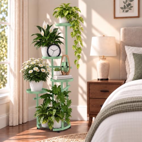 TOSKING Tall 5-Tier Round Corner Plant Stand Indoor, Sage Green - Image 2