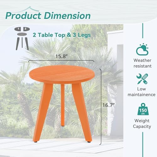 HDPS Outdoor Side Table, Small Round End Table - Image 3
