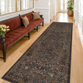 Vintage 8ft Long Runners for Hallways, Washable Dark Brown 3x8 Kitchen Runner by HazoHaus