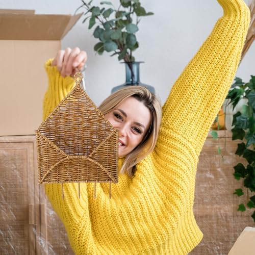 Gerrii Wicker Key Holder for Wall Rattan Mail Shape Holder - Image 6