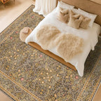 Vintage Gold Brown Living Room Rug, 7x10 Washable Area Rugs - Image 3