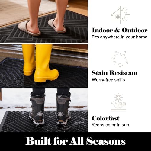 Front Door Mat 3' x 6', Low Profile Heavy Duty Door Mat, Non-Slip Large - Image 6