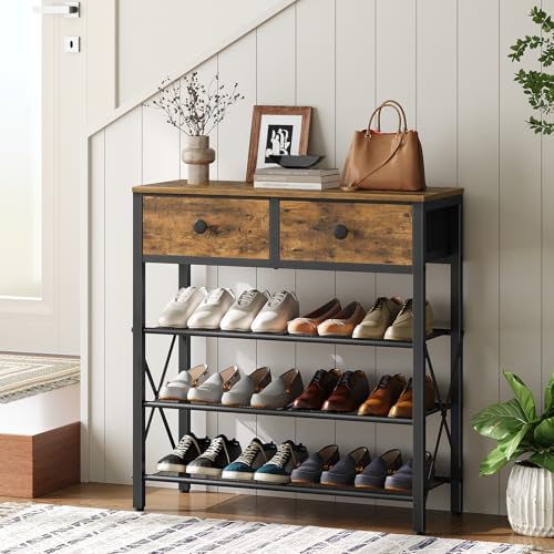 YATINEY 4 Tier Shoe Rack, Large Capacity Shoe Storage Organizer, Metal Shoe - Image 2