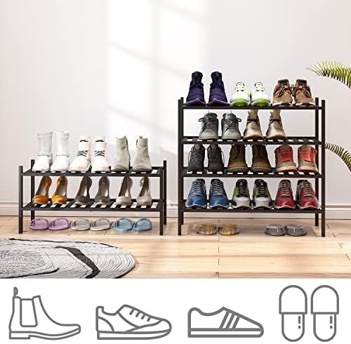 viewcare 4-Tier Black Bamboo Shoe Rack - Image 4