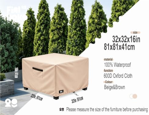 Patio Square Table Cover, 32Wx32Dx16H Inches 100% Waterproof Heavy Duty Outdoor - Image 2