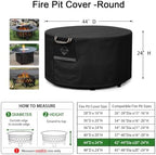 QH.HOME Fire Pit Cover Round 44", 600D Heavy Duty Fabric 100% Waterproof - Image 2