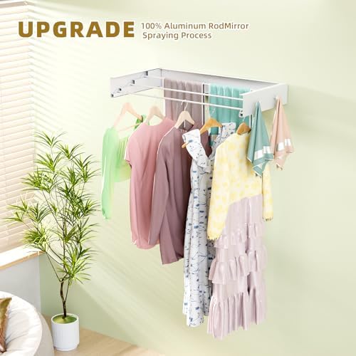 Wall Mounted Drying Rack for Laundry 19.8'', Folding Drying Rack Clothing Wall - Image 3