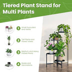 Plant Stand Indoor Outdoor, 4 Tier Metal Corner Shelf Black 9 in Wide - Image 6