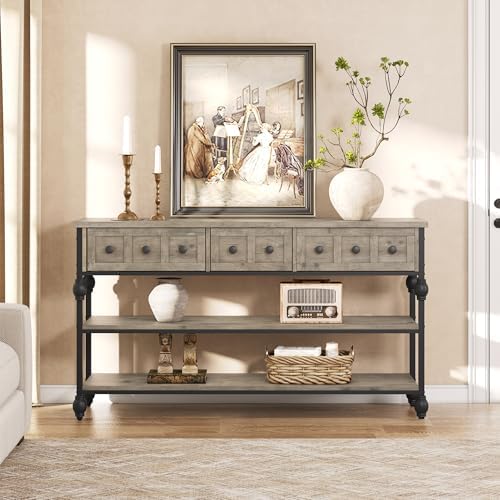 Garvee 52" Console Table with 3 Drawers, Roman Column Entryway Table, Narrow - Image 4