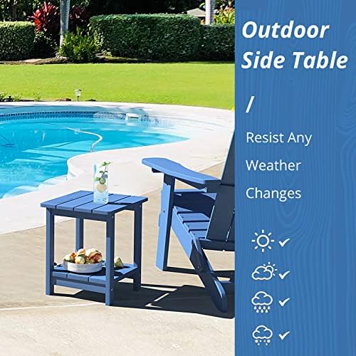 LUE BONA Outdoor Side Table, 2-Tier HDPS Small Patio Table - Image 4
