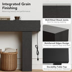 63 Inch Long Console Table w/Outlets & USB Ports, Narrow Rectangular Sofa Table - Image 5