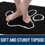 OLANLY Dog Door Mat for Muddy Paws 48x30, Paw Print Design Chenille Mud Mat - Image 4