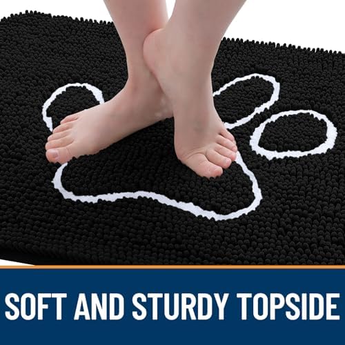 OLANLY Dog Door Mat for Muddy Paws 32x20, Paw Print Design Chenille Mud Mat - Image 4