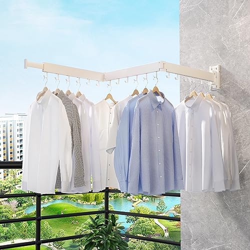 ZdwCyl Clothes Drying Rack, Laundry Space Saver Wall Mounted, Retractable - Image 3