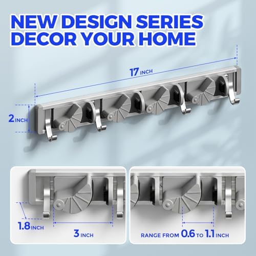 Holikme Mop Broom Holder Wall Mount Metal Pantry Organization and Storage - Image 6