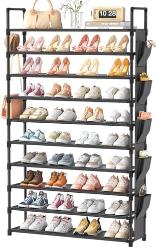 LUKYTOWER Sturdy Tall Shoe Rack 10 Tier Stackable Shoes Organizer by LUKYTOWER