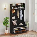 Giantex 4-In-1 Hall Tree with Bench and Shoe Storage, Entryway Bench with Coat by Giantex