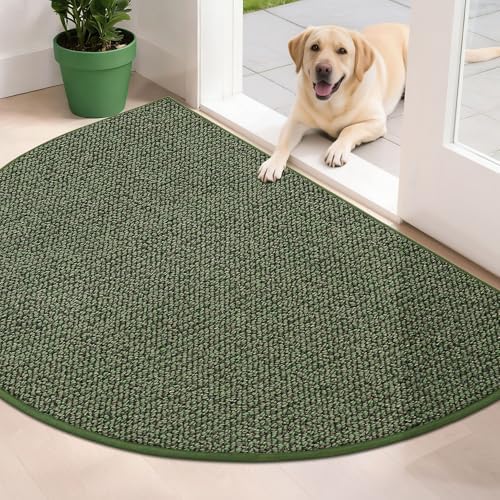 BEQHAUSE Dirt Trapper Door Mat 32" x 48" Half Circle Non Slip Rugs by BEQHAUSE